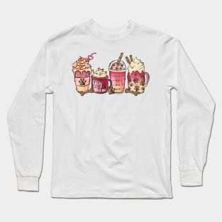 Cup Of Coffee Animal Dog Mom Valentine Day Long Sleeve T-Shirt